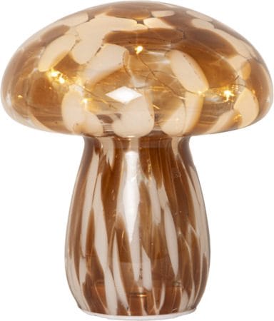 Funghi glassdekorasjon 15 cm - Brun/hvit - Belysning - Innendørsbelysning & Lamper - Dekorasjonsbelysning
