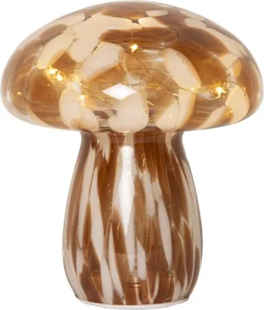 Funghi glassdekorasjon 15 cm, Brun/hvit