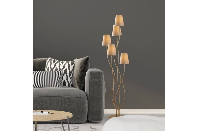 Gulvlampe Crestor Gull / Beige - Gull / Beige - Belysning - Innendørsbelysning & Lamper - Soveromslampe