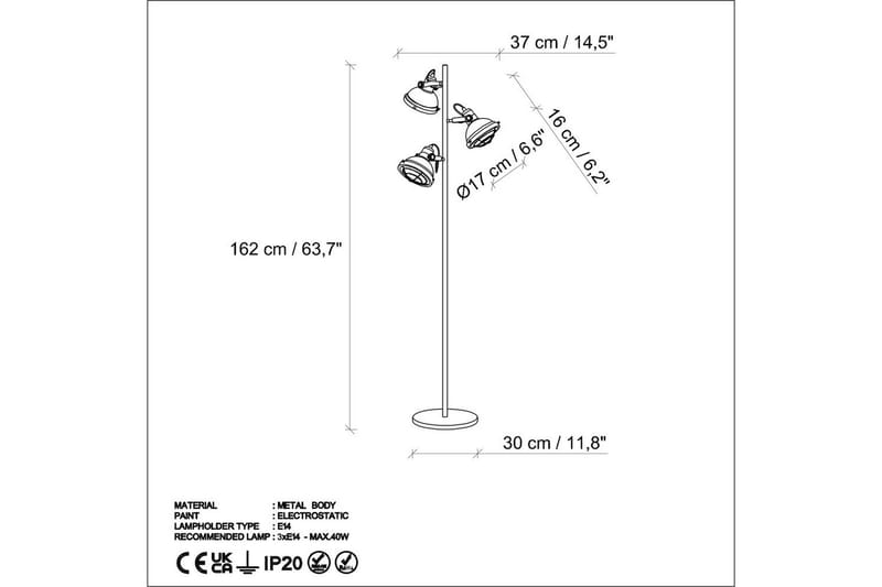 Gulvlampe Desten Svart - Svart - Belysning - Innendørsbelysning & Lamper - Soveromslampe
