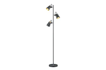 Edward gulvlampe 3xE14 med svart / gull - Svart/Gull - Belysning - Innendørsbelysning & Lamper - Gulvlampe - Trearmet gulvlampe
