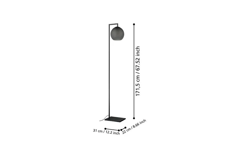 Gulvlampe Eglo Arangona Svart/Grå - Belysning - Innendørsbelysning & Lamper - Soveromslampe