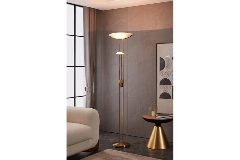 Gulvlampe Eglo Baya bronsert hvit - Hvit/Mørk grå - Belysning - Innendørsbelysning & Lamper - Gulvlampe - Toarmet gulvlampe