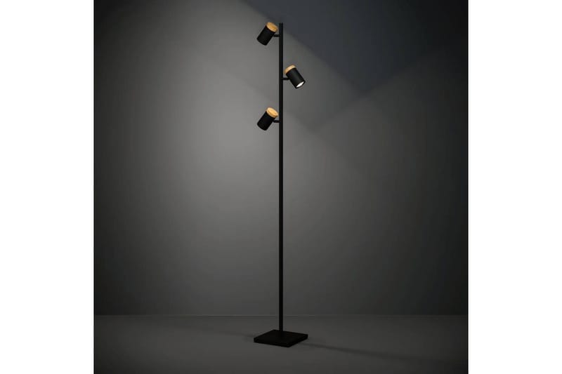 Gulvlampe Eglo Cartagena Svart/Tre med 3 Lamper - Belysning - Innendørsbelysning & Lamper - Soveromslampe