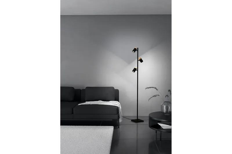 Gulvlampe Eglo Cartagena Svart/Tre med 3 Lamper - Belysning - Innendørsbelysning & Lamper - Soveromslampe
