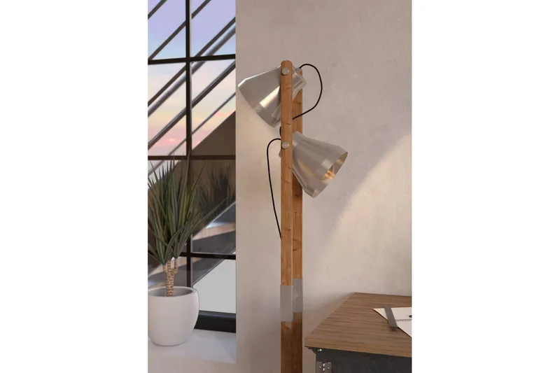 Gulvlampe Eglo Cawton - Brun - Belysning - Innendørsbelysning & Lamper - Gulvlampe - Toarmet gulvlampe