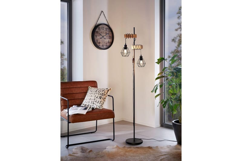 Gulvlampe Eglo Townshend 5 med 2 Lamper - Svart/Brun - Belysning - Innendørsbelysning & Lamper - Soveromslampe