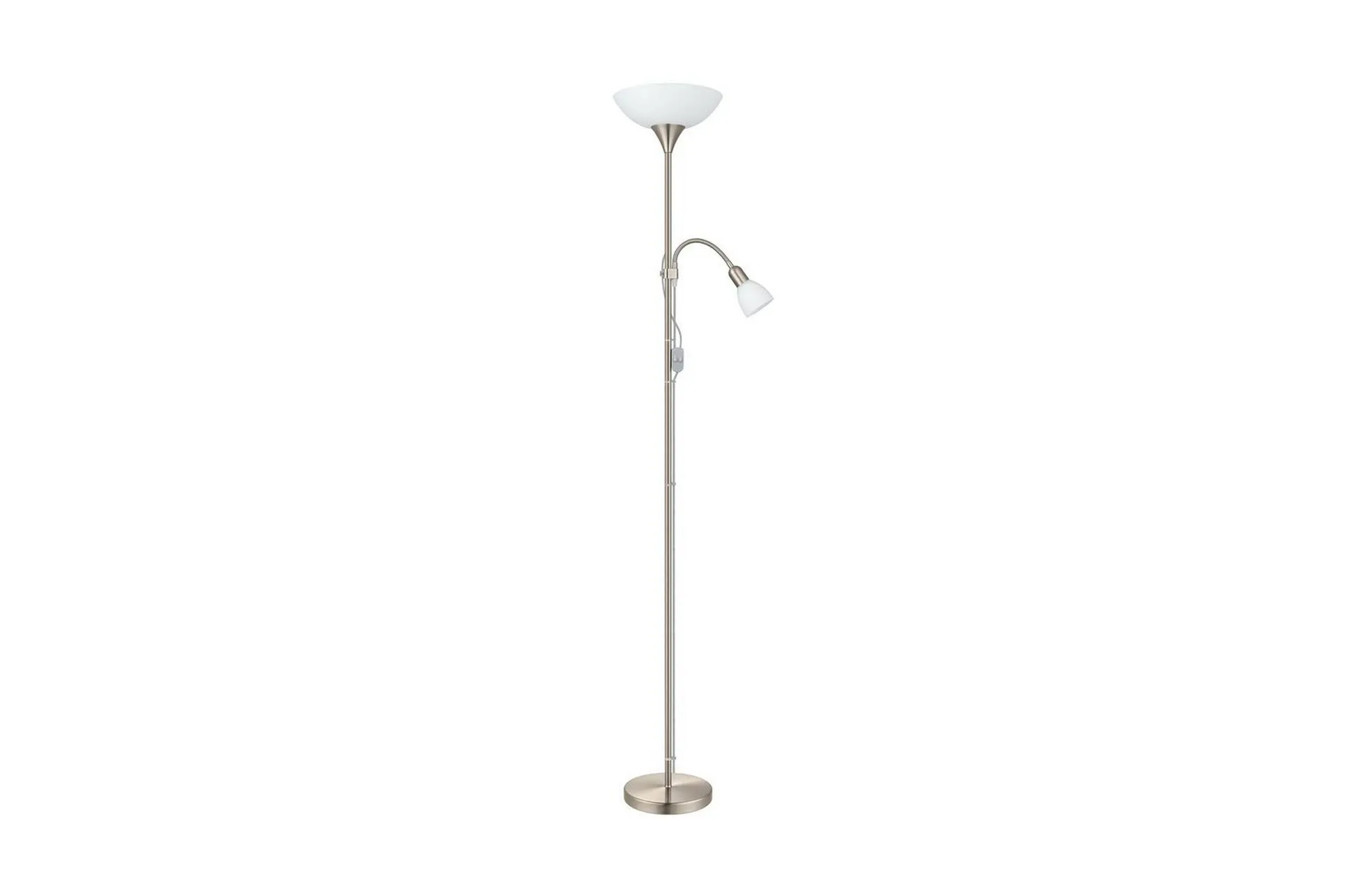 Gulvlampe Eglo Up 2 med Leselampe Nickel-Matt Hvit - Hvit/Grå