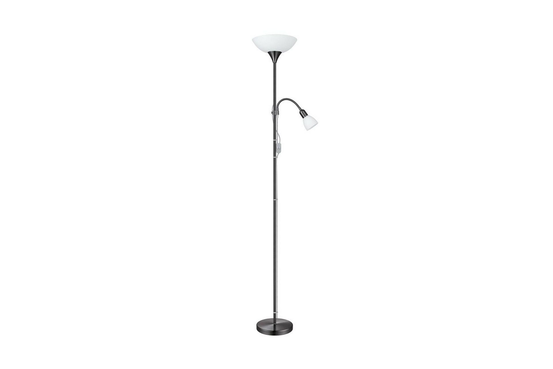 Gulvlampe Eglo Up 2 med leselampe nikkel-nero hvit - Hvit