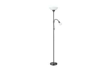 Gulvlampe Eglo Up 2 med leselampe nikkel-nero hvit