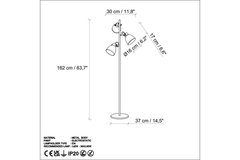 Gulvlampe Elber Gull - Gull - Belysning - Innendørsbelysning & Lamper - Soveromslampe