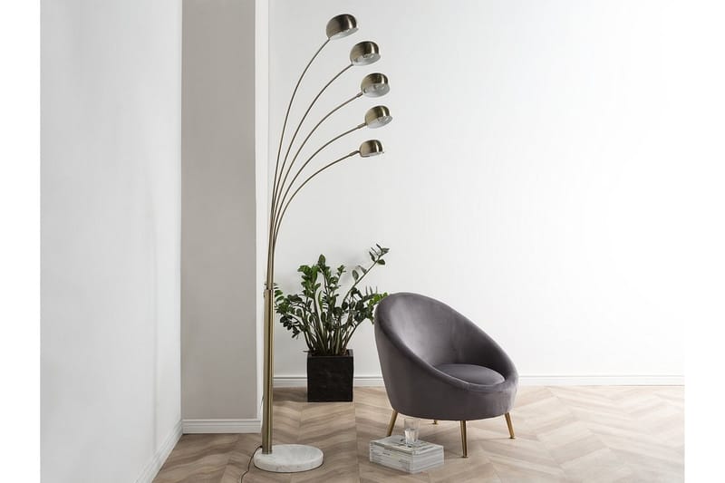 Flinders Gulvlampe 210 cm - Gull - Belysning - Innendørsbelysning & Lamper - Gulvlampe - Femarmet gulvlampe