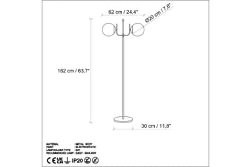 Gulvlampe Gevir Svart - Svart - Belysning - Innendørsbelysning & Lamper - Gulvlampe - Toarmet gulvlampe