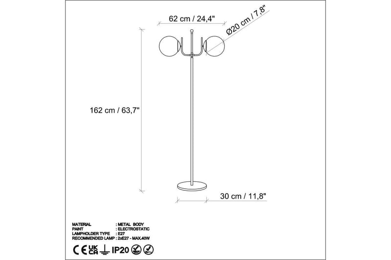 Gulvlampe Gevir Svart - Svart - Belysning - Innendørsbelysning & Lamper - Soveromslampe
