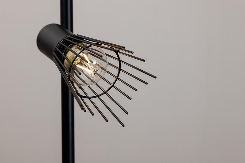 Grunswald Gulvlampe Dimbar LED Svart - Soveromslampe - Trearmet gulvlampe - Stuelampe - Gulvlampe