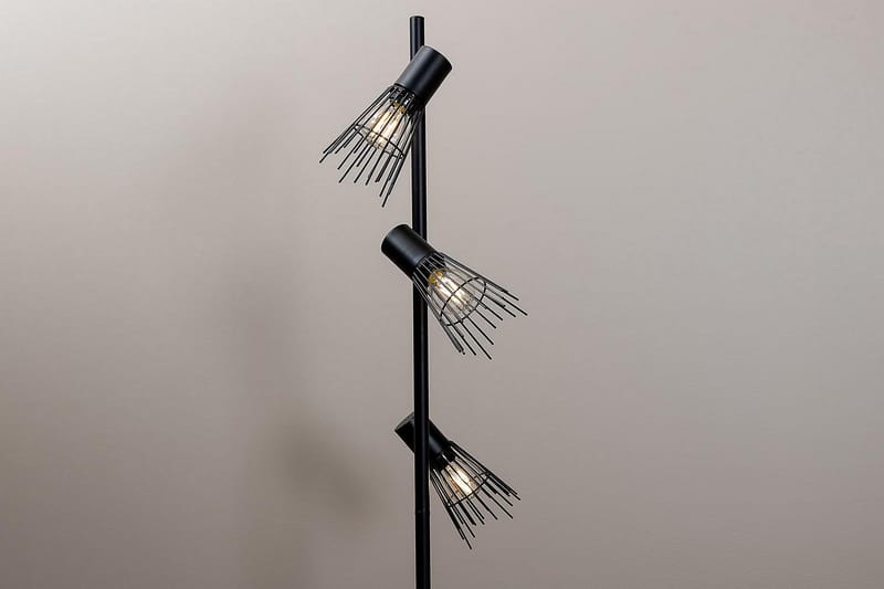Grunswald Gulvlampe Dimbar LED Svart - Soveromslampe - Trearmet gulvlampe - Stuelampe - Gulvlampe