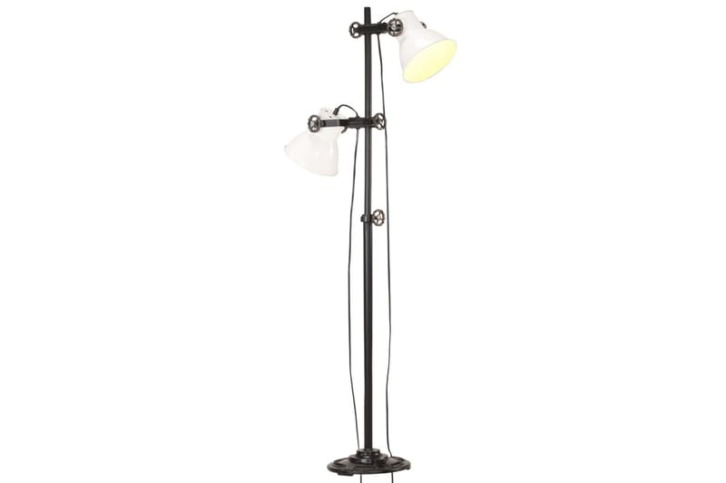 Gulvlampe med 2 lampeskjermer hvit E27 støpejern - Hvit - Belysning - Innendørsbelysning & Lamper - Gulvlampe