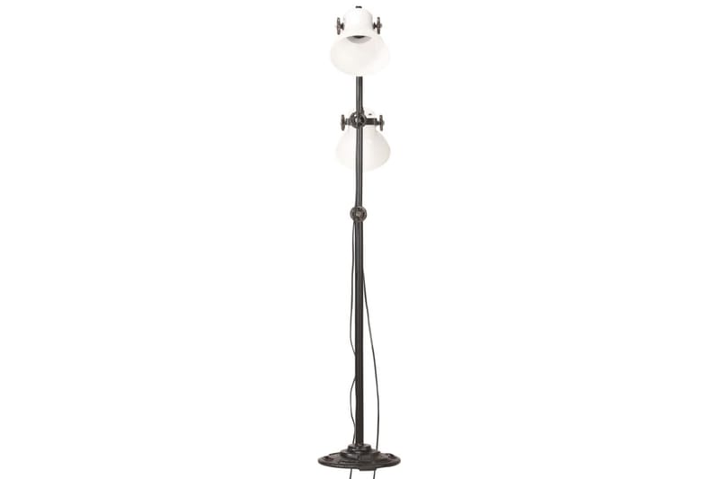 Gulvlampe med 2 lampeskjermer hvit E27 støpejern - Hvit - Belysning - Innendørsbelysning & Lamper - Gulvlampe