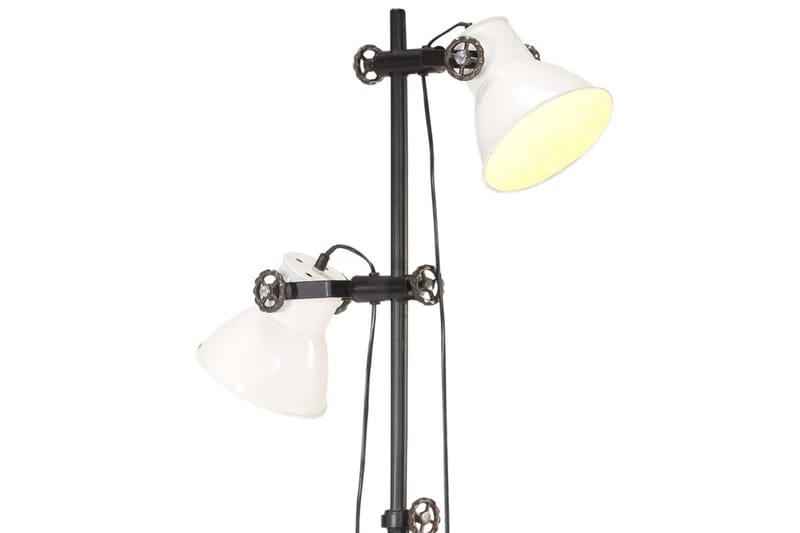 Gulvlampe med 2 lampeskjermer hvit E27 støpejern - Hvit - Soveromslampe - Stuelampe - Gulvlampe