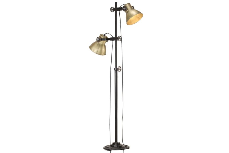 Gulvlampe med 2 lampeskjermer messing E27 støpejern - Gull - Belysning - Innendørsbelysning & Lamper - Gulvlampe
