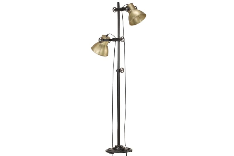 Gulvlampe med 2 lampeskjermer messing E27 støpejern - Gull - Belysning - Innendørsbelysning & Lamper - Gulvlampe