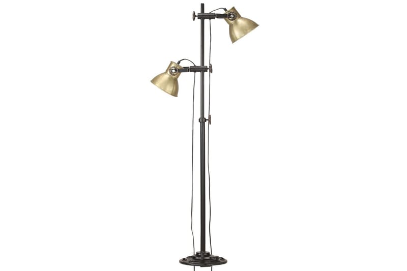 Gulvlampe med 2 lampeskjermer messing E27 støpejern - Gull - Belysning - Innendørsbelysning & Lamper - Gulvlampe