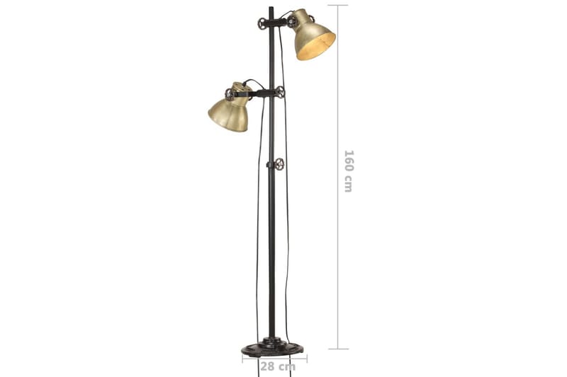 Gulvlampe med 2 lampeskjermer messing E27 støpejern - Gull - Soveromslampe - Stuelampe - Gulvlampe