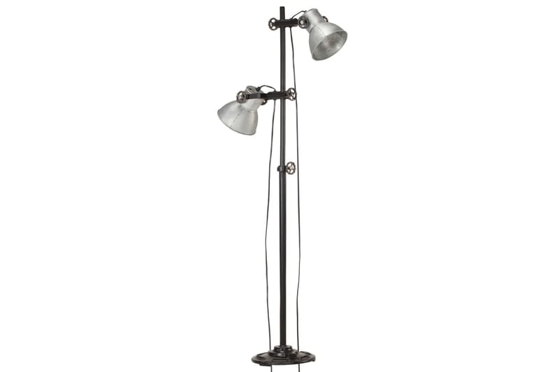 Gulvlampe med 2 lampeskjermer sølv E27 støpejern - Silver - Belysning - Innendørsbelysning & Lamper - Gulvlampe