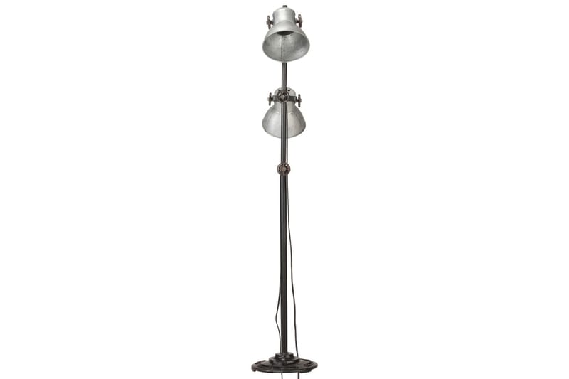 Gulvlampe med 2 lampeskjermer sølv E27 støpejern - Silver - Belysning - Innendørsbelysning & Lamper - Gulvlampe