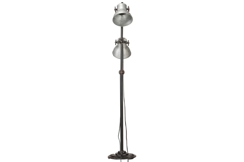 Gulvlampe med 2 lampeskjermer sølv E27 støpejern - Silver - Soveromslampe - Stuelampe - Gulvlampe