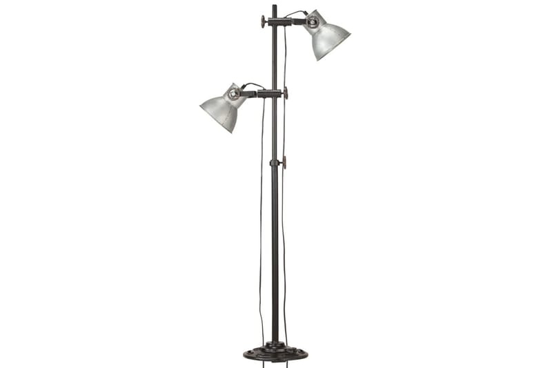 Gulvlampe med 2 lampeskjermer sølv E27 støpejern - Silver - Belysning - Innendørsbelysning & Lamper - Gulvlampe