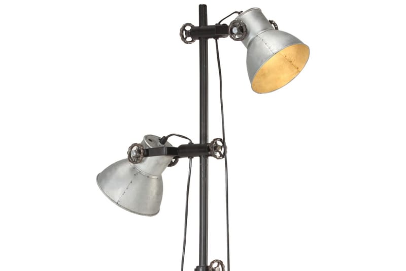 Gulvlampe med 2 lampeskjermer sølv E27 støpejern - Silver - Belysning - Innendørsbelysning & Lamper - Gulvlampe