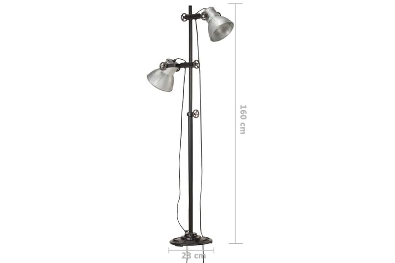 Gulvlampe med 2 lampeskjermer sølv E27 støpejern - Silver - Soveromslampe - Stuelampe - Gulvlampe