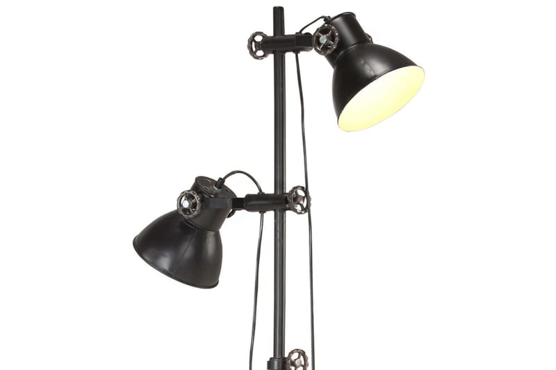 Gulvlampe med 2 lampeskjermer svart E27 støpejern - Svart - Soveromslampe - Stuelampe - Gulvlampe