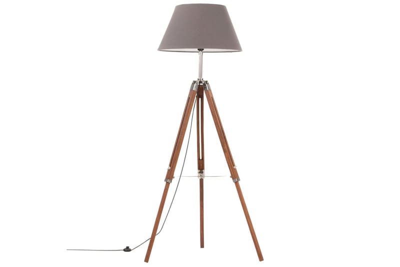 Gulvlampe med stativ honningbrun og grå heltre teak 141 cm - Brun - Soveromslampe - Stuelampe - Gulvlampe