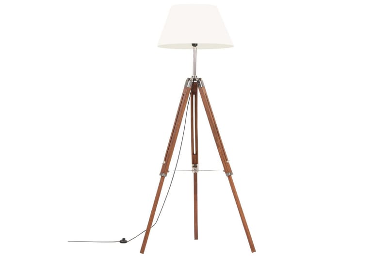 Gulvlampe med stativ honningbrun og hvit heltre teak 141 cm - Brun - Soveromslampe - Stuelampe - Gulvlampe