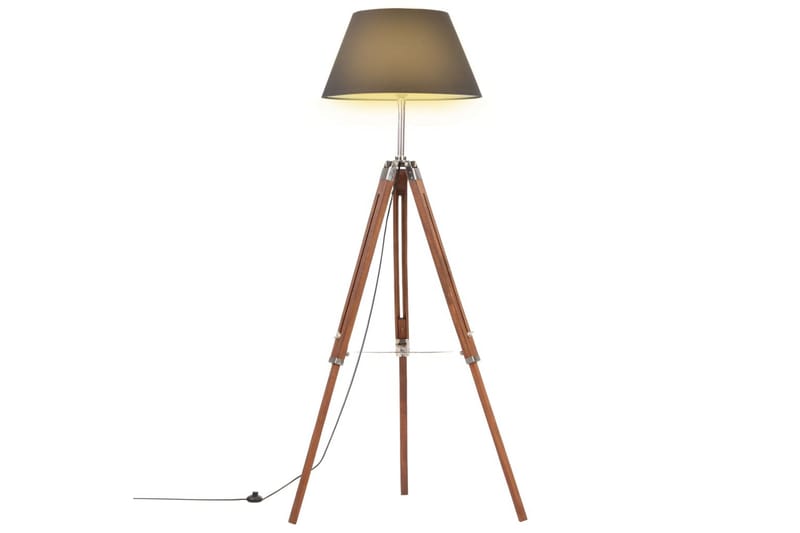 Gulvlampe med stativ honningbrun og svart heltre teak 141 cm - Brun - Soveromslampe - Stuelampe - Gulvlampe