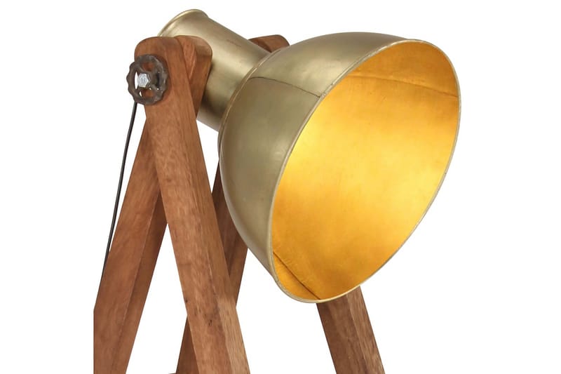Gulvlampe messing E27 heltre mango - Gull - Belysning - Innendørsbelysning & Lamper - Gulvlampe