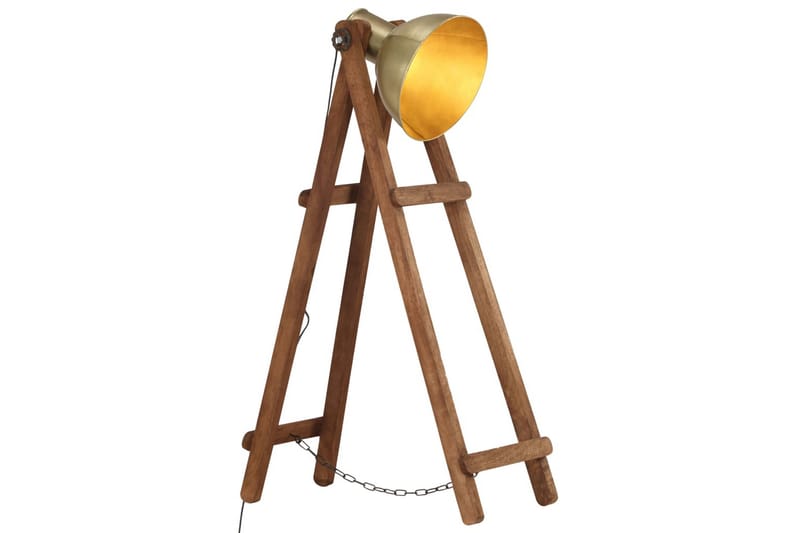 Gulvlampe messing E27 heltre mango - Gull - Belysning - Innendørsbelysning & Lamper - Gulvlampe