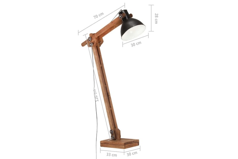 Gulvlampe svart heltre mango E27 - Svart - Soveromslampe - Stuelampe - Gulvlampe