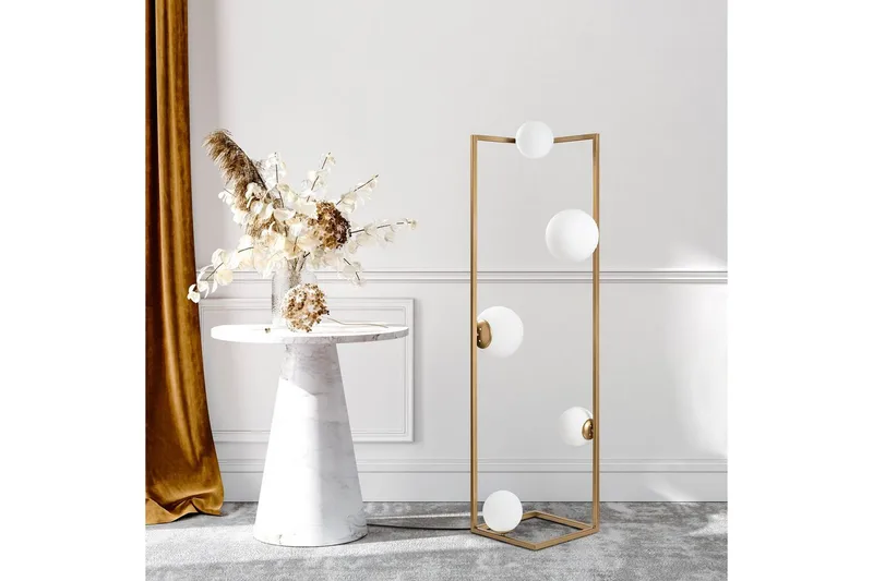 Gulvlampe Hjørne Gull - Gull - Belysning - Innendørsbelysning & Lamper - Soveromslampe