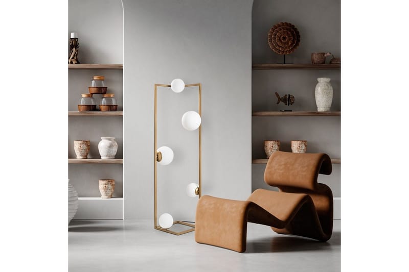 Gulvlampe Hjørne Gull - Gull - Belysning - Innendørsbelysning & Lamper - Soveromslampe