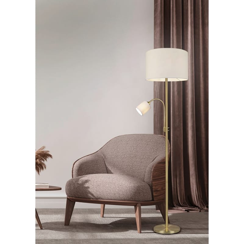 Gulvlampe Hotel - Matt messing - Belysning - Innendørsbelysning & Lamper - Soveromslampe