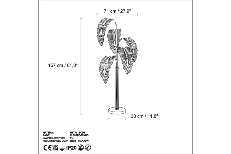 Gulvlampe Kavilashm Gull - Gull - Belysning - Innendørsbelysning & Lamper - Soveromslampe
