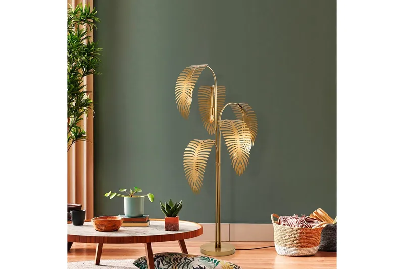 Gulvlampe Kavilashm Gull - Gull - Belysning - Innendørsbelysning & Lamper - Soveromslampe