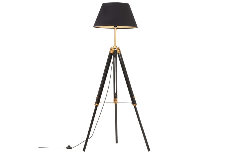 Gulvlampe med stativ svart og gull heltre teak 141 cm - Svart - Stuelampe - Gulvlampe - Soveromslampe