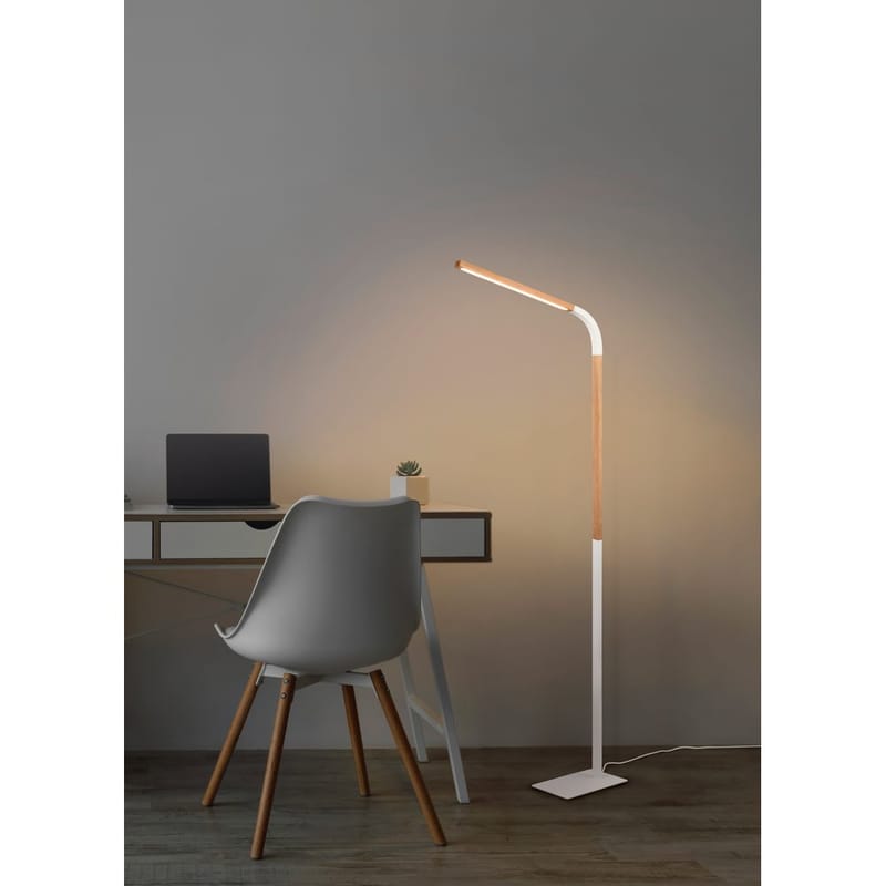 Gulvlampe Norris - Matt hvit/tre - Belysning - Innendørsbelysning & Lamper - Soveromslampe