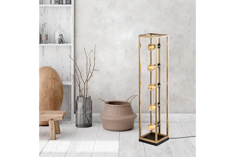 Gulvlampe Orika Gull - Gull - Belysning - Innendørsbelysning & Lamper - Soveromslampe