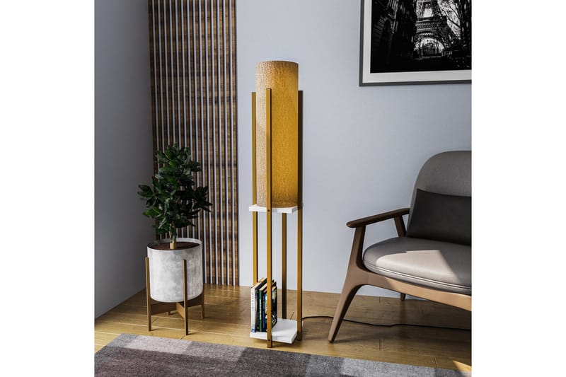 Gulvlampe Ratmompe (Hyllehøyde: 60 cm) Gull / Hvit 2 - Gull / Hvit 2 - Belysning - Innendørsbelysning & Lamper - Soveromslampe