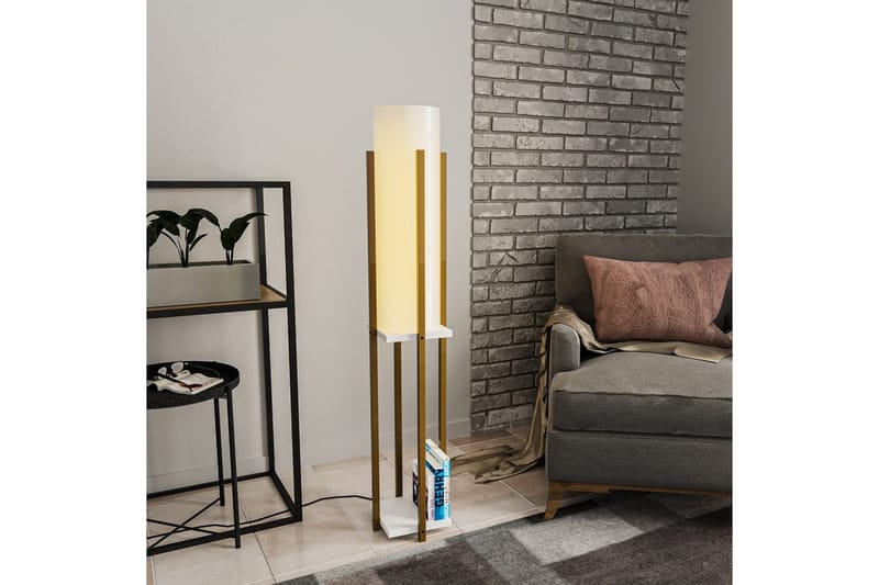 Gulvlampe Ratmompe (Hyllehøyde: 60 cm) Gull / Hvit - Gull / Hvit - Belysning - Innendørsbelysning & Lamper - Soveromslampe